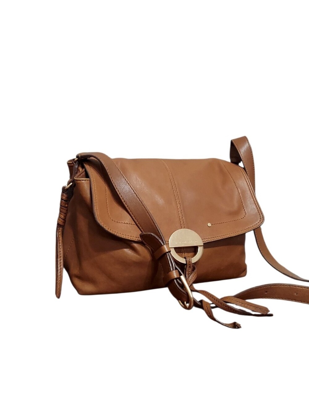 90sVanessa Bruno Othilia Havana Brown Lambskin Soft Leather Shoulder Bag EUC
